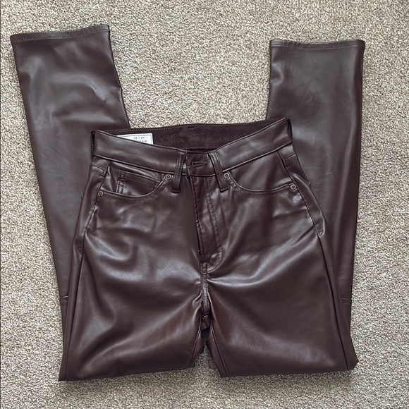 Gap vintage slim high rise brown leather pant size 0R - Picture 1 of 3